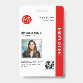 QRコード 業務用 従業員 社員 写真付きIDカード バッジ (正面)