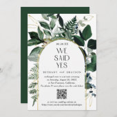 QRコード、水モダン彩緑結婚彩  案内状 (正面/裏面)