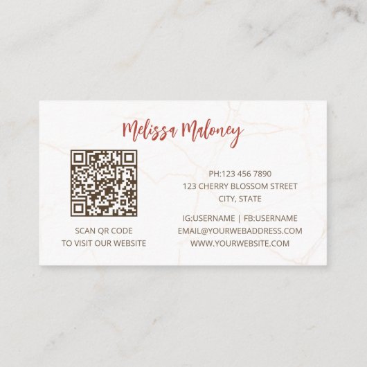 QRコード |水彩ボホ熱帯の花 名刺 (裏面)