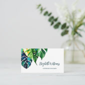 QRコード |熱帯の水彩葉 名刺 (スタンド正面)