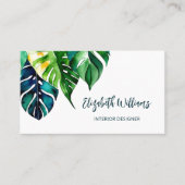 QRコード |熱帯の水彩葉 名刺 (正面)