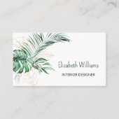 QRコード |熱帯の水彩葉 名刺 (正面)