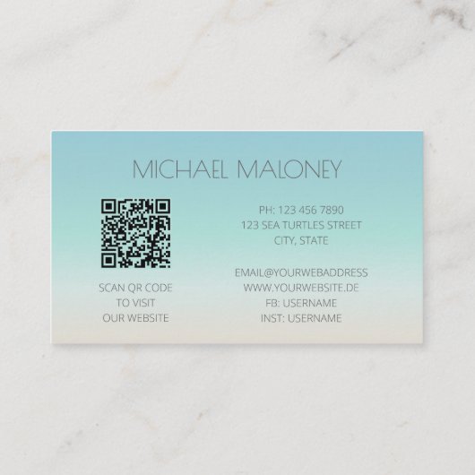 QRコード |熱帯リーフのミニマリスト 名刺 (裏面)