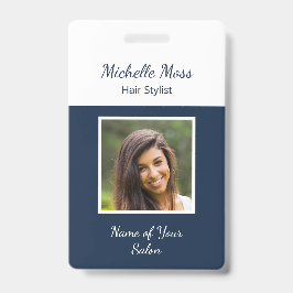 QRコード 現代 フォト ネイビーブルー ヘアスタイリスト バッジ