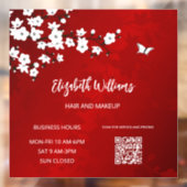 QRコード |白いさくらんぼ咲き赤 ウィンドウサイン (シート2)