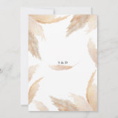 QRコード 白いバラ パンパス草 ゴールド ウェディング 招待状 (裏面)