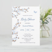 QRコード |白さくらんぼ花赤ちゃんシャワー 招待状 (スタンド正面)