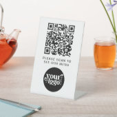 QRコード 白 メニュー ロゴ 非接触 モダン カフェ 台座サイン (インサイチュ)
