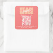 QRコード 花嫁のパーティー ドリンク チーム 花嫁 ピンク スクエアシール (バッグ)