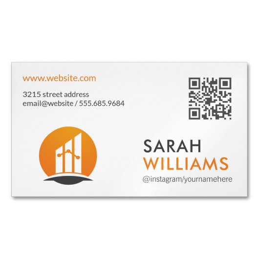 QRコード | 財務ロゴ マグネット名刺 (正面)