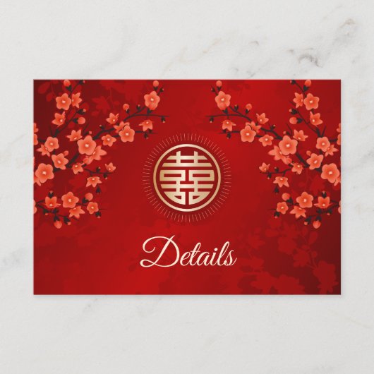 QRコード |赤さくらんぼ中国の結婚の花 エンクロージャーカード (正面)