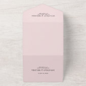 QRコード |赤面ピンクシンプルのフォトオーバーレイ結婚ズ オールインワン招待状 (外側)