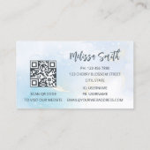 QRコード |金ゴールドトライバルタートルブルー 名刺 (裏面)