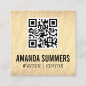 QRコード | 金ゴールド質織物 スクエア名刺 (正面)