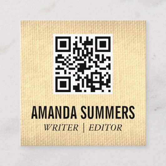 QRコード | 金ゴールド質織物 スクエア名刺 (正面)