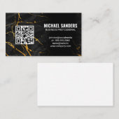 QRコード |金ゴールド黒の大理石 名刺 (正面/裏面)