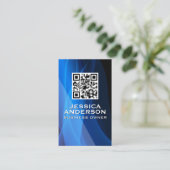 QRコード |青い抽象芸術背景 名刺 (スタンド正面)