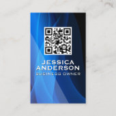 QRコード |青い抽象芸術背景 名刺 (正面)