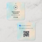 QRコード | 青い衣類ラベル 価格ハングタグ コーリングカード (正面/裏面)