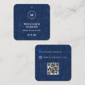 QRコード | 青い衣類ラベル 価格ハングタグ コーリングカード (正面/裏面)