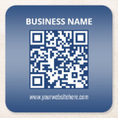 QRコード | 青（または任意の色）グラデーション スクエアペーパーコースター (正面)