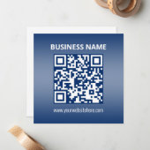 QRコード | 青(または任意の色)グラデーション ノートカード (正面/裏面インサイチュ)