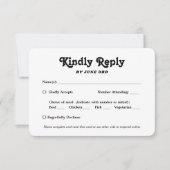 QRコード&食事オプションレトロスクリプトフォト結婚ズ 出欠カード (正面)