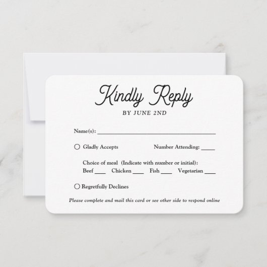 QRコード&食事オプションレトロスクリプトフォト結婚ズ 出欠カード (正面)