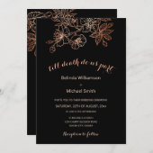 QRコード | 黒い銅フローラ | ゴシック結婚の 招待状 (正面/裏面)