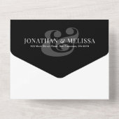 QRコード |黒と白のオーバーレイ結婚写真 オールインワン招待状 (裏面)