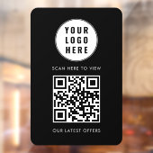 QRコード 黒 ビジネス ロゴ スキャン ここ モダン ウィンドウサイン (シート2)