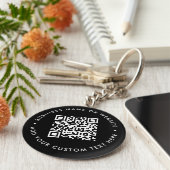 QRコード | Black Business モダン Budget Round キーホルダー (側面)