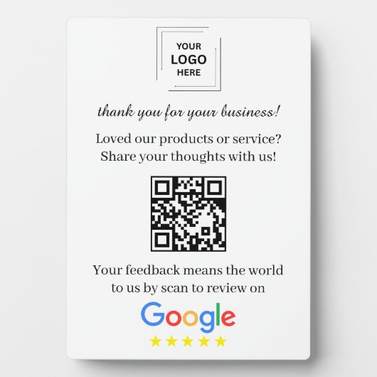 QRコード Googleレビュー イーゼル卓上スタイル フォトプラーク (正面)