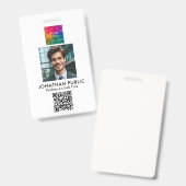 QRコード ID カード 従業員写真 会社ロゴ バッジ (正面&裏面)