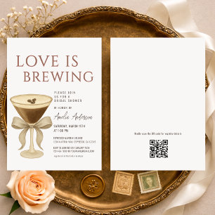 QRコード Love is Brewing マティーニ ブライダルシャワー 招待状