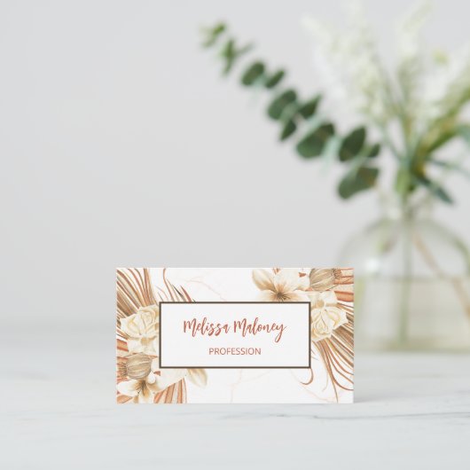 QRコード | Pampas Grass Water color Boho 名刺 (スタンド正面)