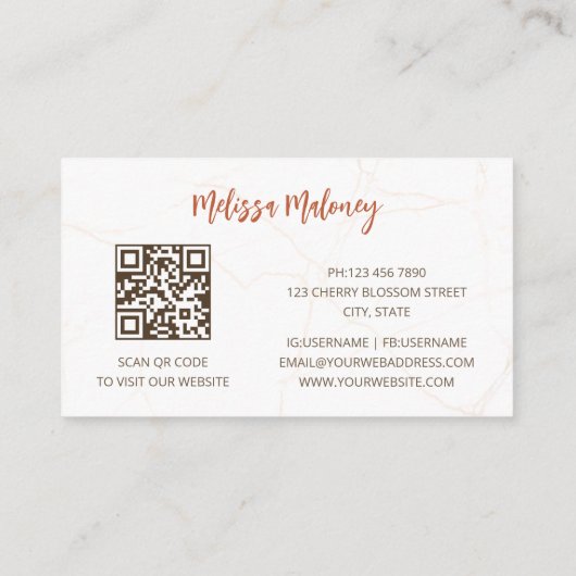 QRコード | Pampas Grass Water color Boho 名刺 (裏面)