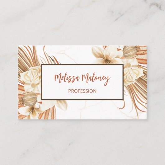 QRコード | Pampas Grass Water color Boho 名刺 (正面)