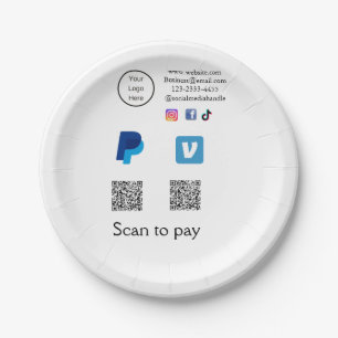 QRコード PayPal Venmo スキャン 支払い 追加 ソーシャルメディアで ペーパープレート