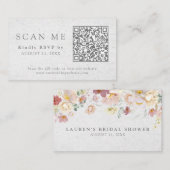 QRコード&s結婚ウェブサイト赤面ピンクフローラRSVP エンクロージャーカード (正面/裏面)