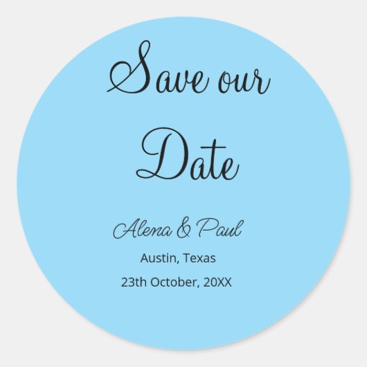 QRコード Save Our Date 写真追加 日付 黒 白 ラウンドシール (正面)