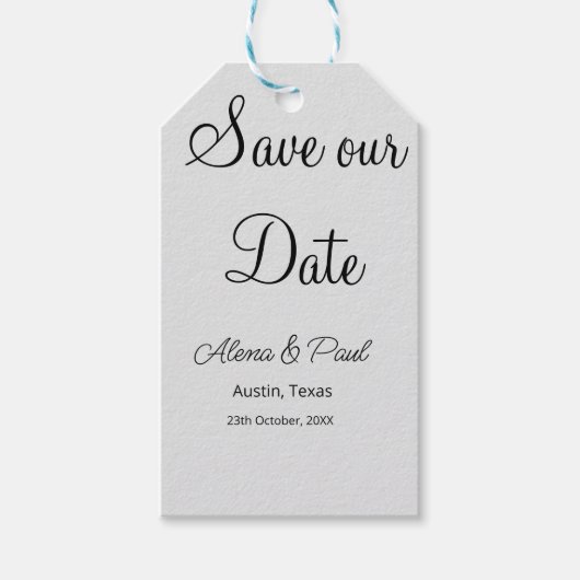 QRコード Save Our Date 写真 名前 日付 黒 白 ギフトタグ (正面)