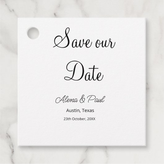 QRコード Save Our Date 写真 名前 日付 黒 白 フェイバータグ (正面)