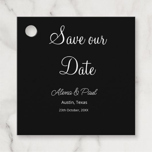 QRコード Save Our Date 写真 名前 日付 黒 白 フェイバータグ (正面)