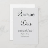 QRコード Save Our Date 追加 フォトネーム 日付 黒 白 エンクロージャーカード (正面/裏面)