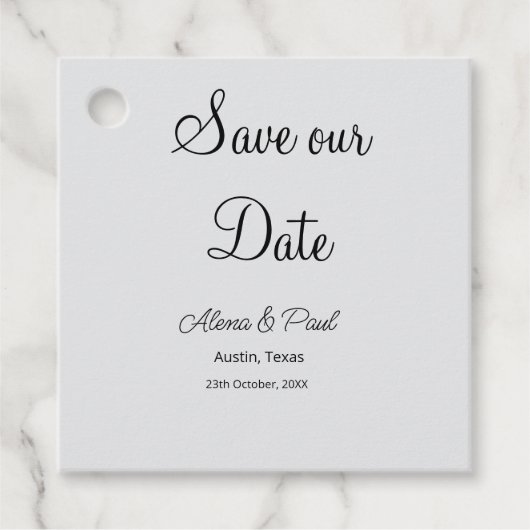 QRコード Save Our Date 追加 フォトネーム 日付 黒 白 フェイバータグ (正面)