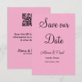 QRコード Save Our Date 追加 フォト名 日付 白黒 エンクロージャーカード (正面/裏面)