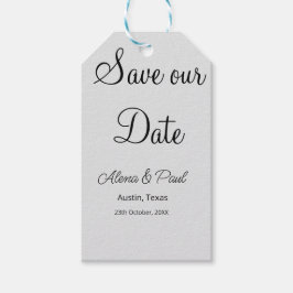 QRコード Save Our Date 追加 フォト名 日付 白黒 ギフトタグ