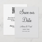QRコード Save Our Date 追加 フォト名 日付 白黒 セーブザデート (正面/裏面)