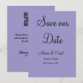 QRコード Save Our Date 追加 フォト名 日付 黒 白 エンクロージャーカード (正面/裏面)